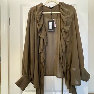 Chic Ruffled Blouse in Olive